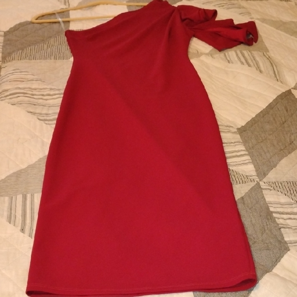 Fashion Nova See You At The Yacht Club Midi One-Shoulder Red Dress, Size: S, NWT